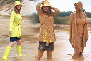 Raincoat & Rubber Boots in Mud