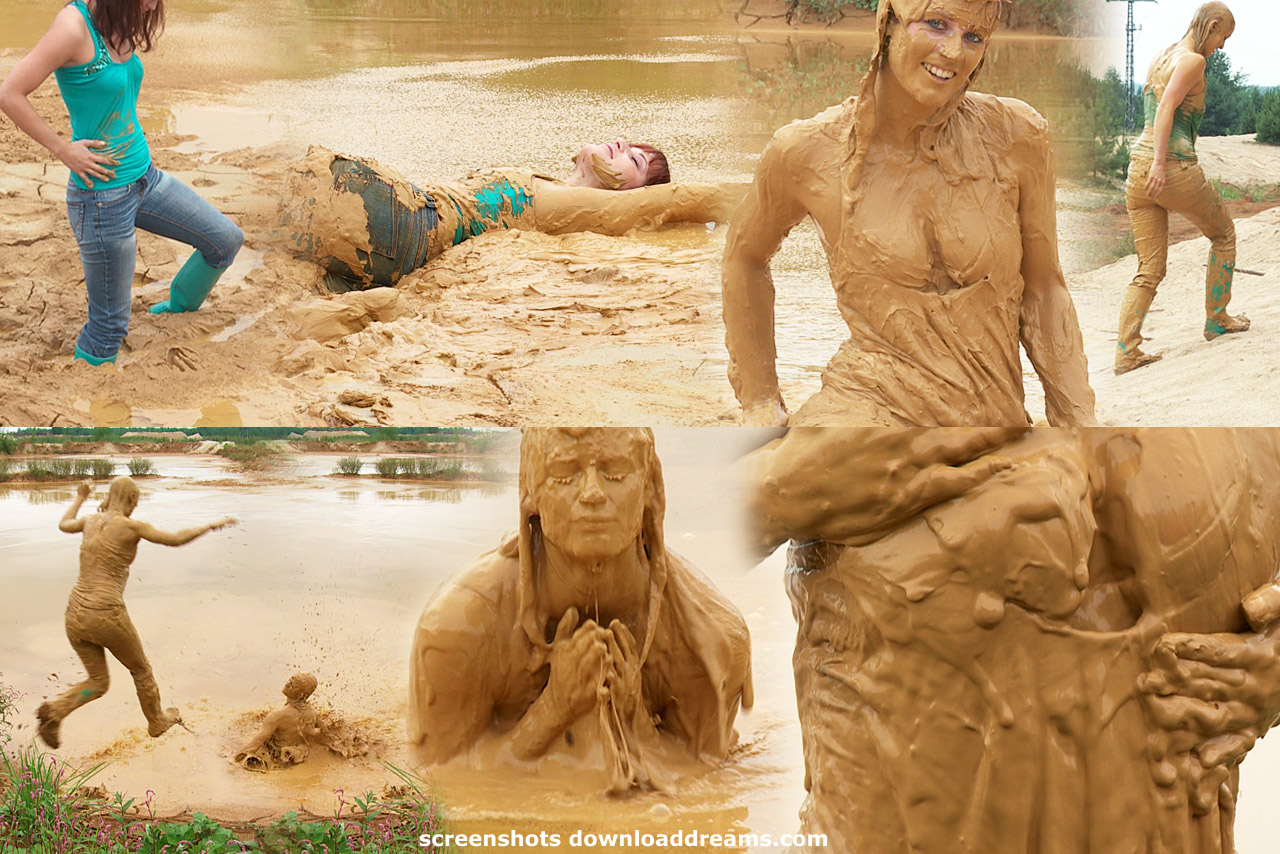 Caroline jumps into the mud hole ... - ... and finally submerges completely...